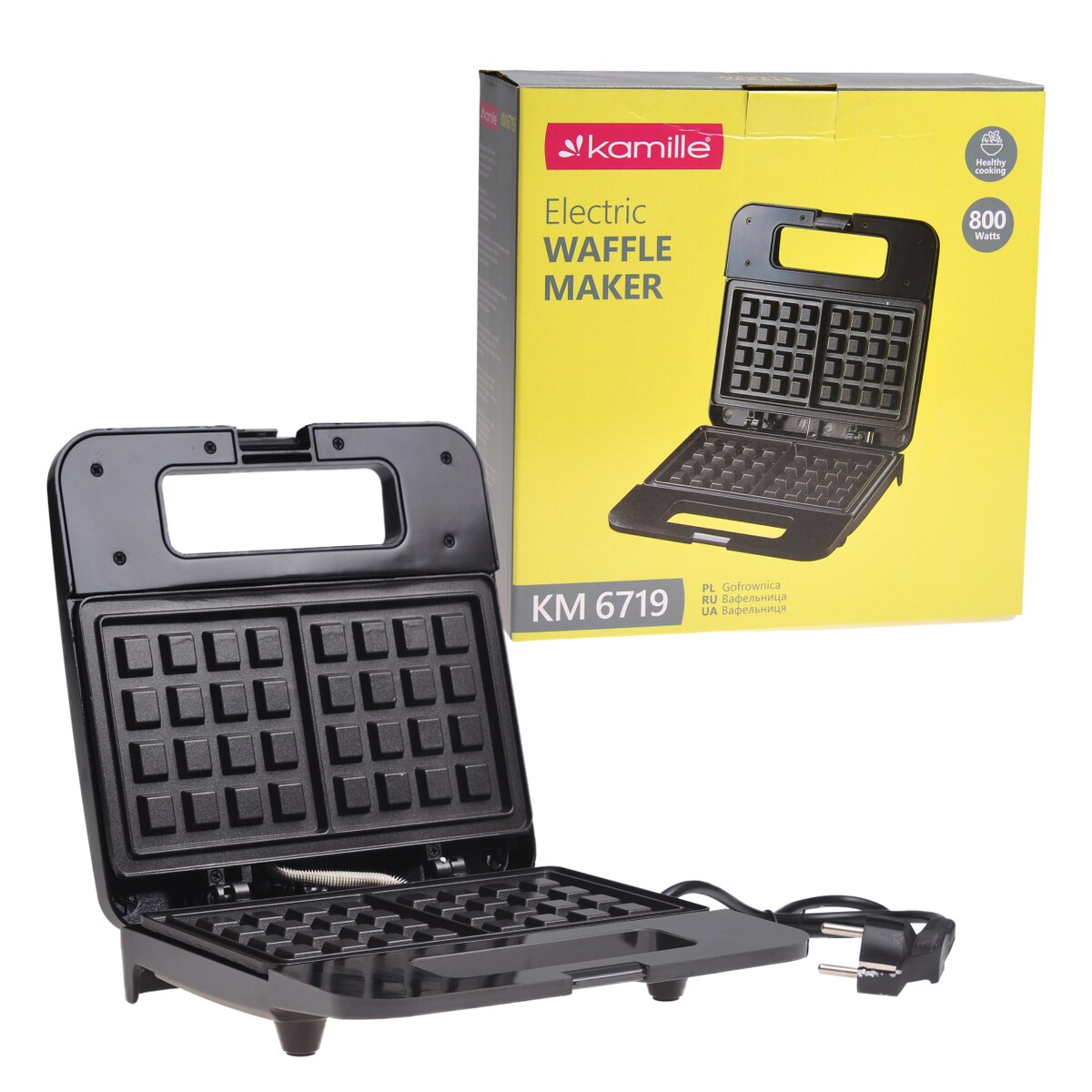 Gofrownica z nieprzywierającą powłoką 2 gofry 800W KAMILLE