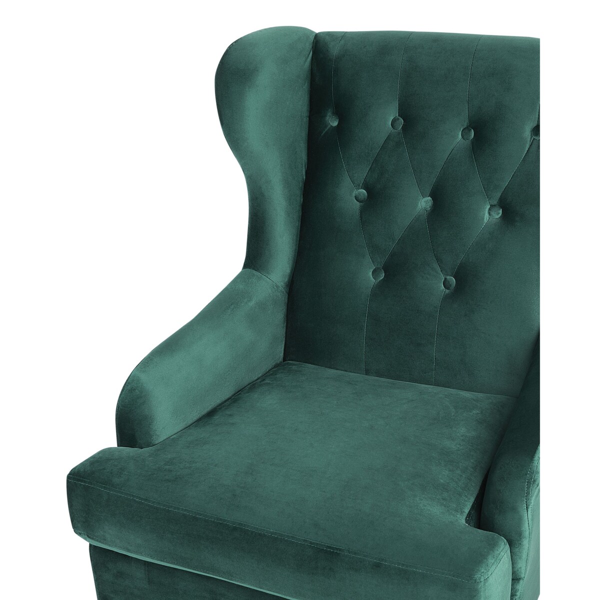 Fotel uszak welurowy zielony ALTA