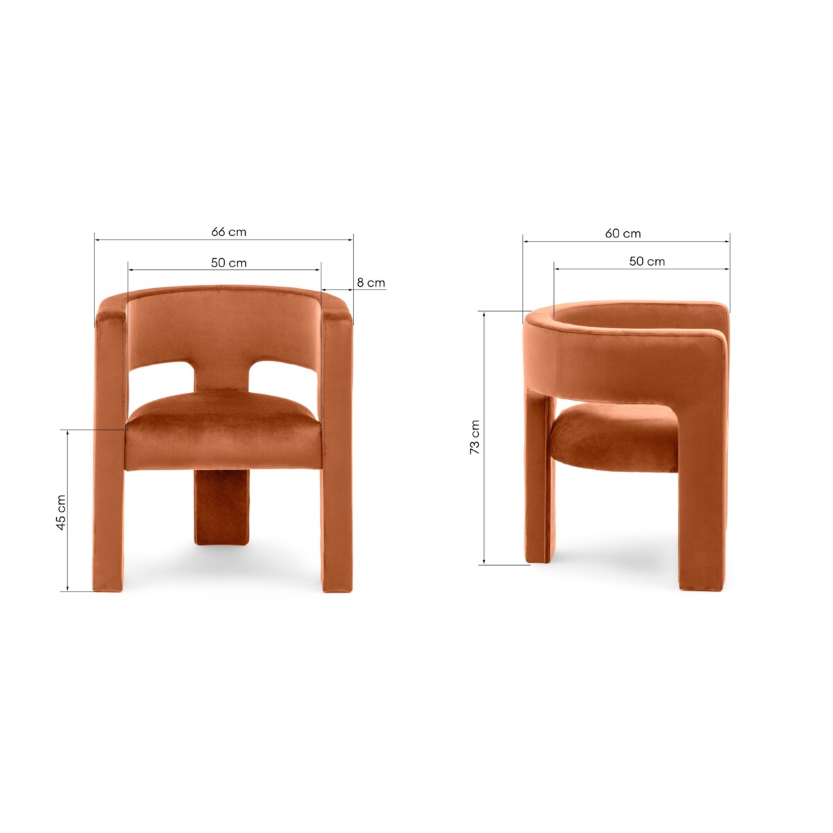 Fotel wypoczynkowy aksamitny miedziany Tiana