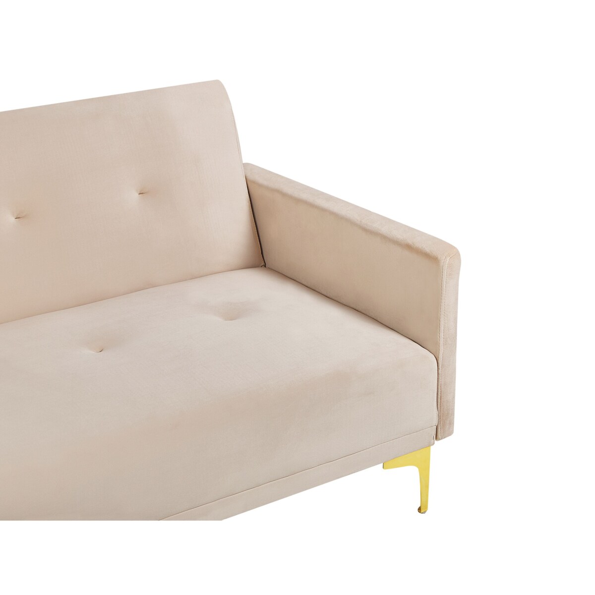 Sofa rozkładana welurowa beżowa LUCAN