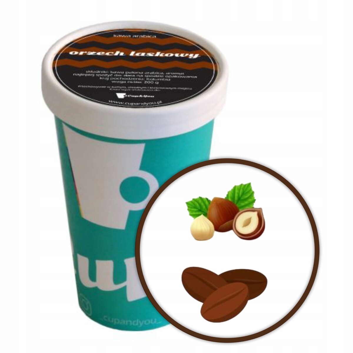 Kawa aromatyzowana smakowa ORZECH LASKOWY ziarnista ARABICA PREMIUM 200g - kawa deserowa