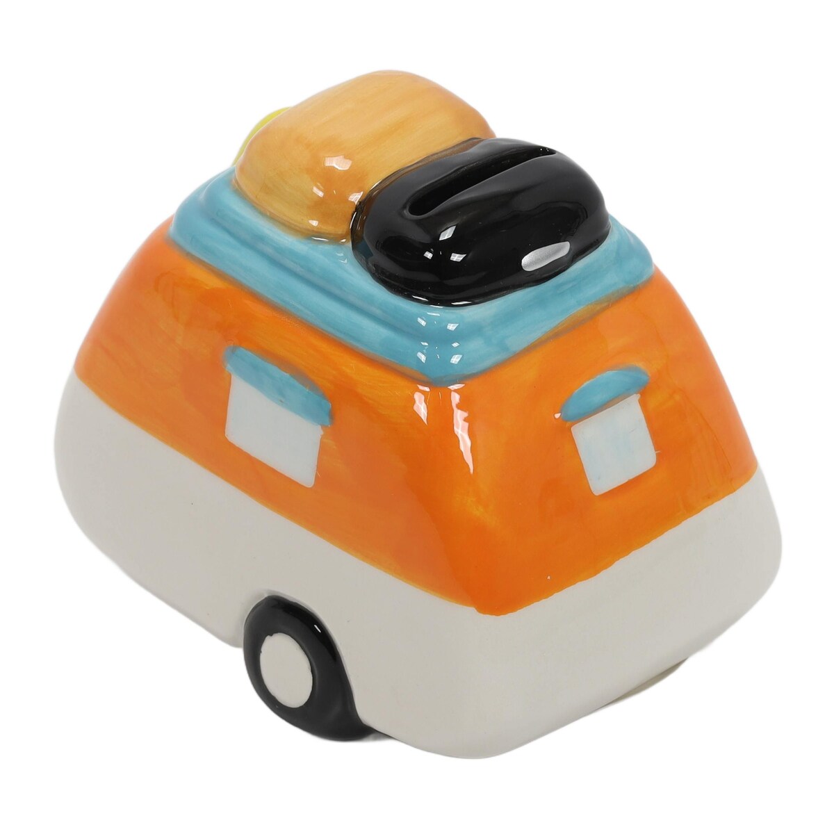 Kolorowa skarbonka ceramiczna z motywem podróży