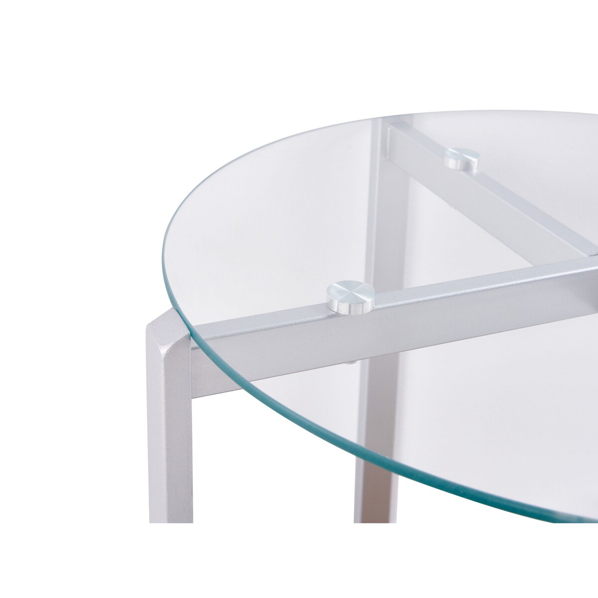 Stolik pomocniczy szklany jasne drewno ze srebrnym LOVELL