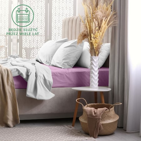 Prześcieradło frotte z gumką 180x200 kolor jasny fiolet