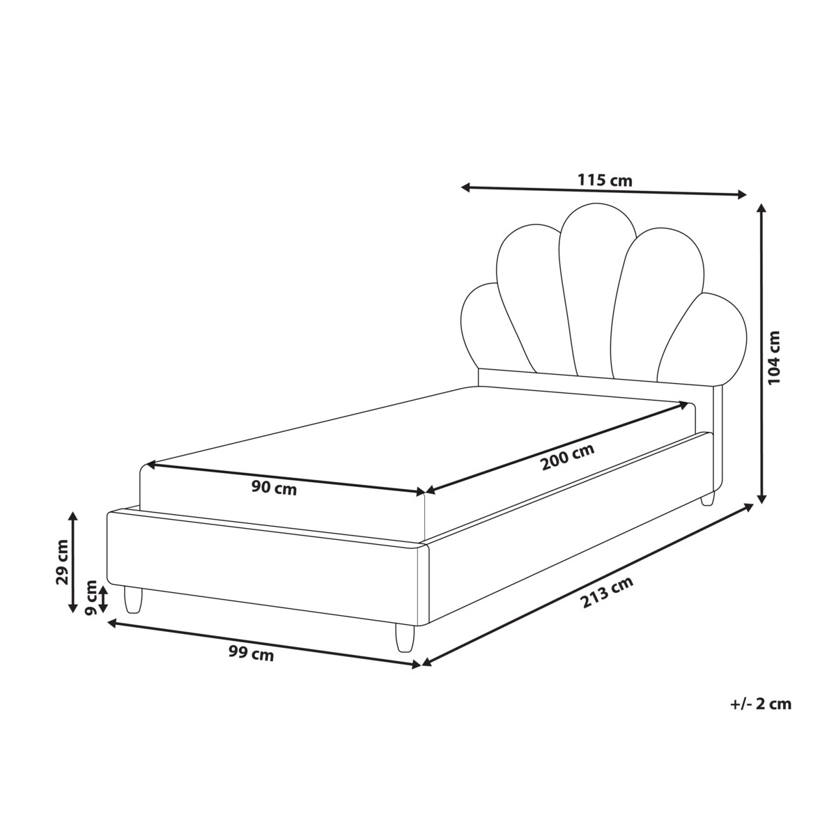 Łóżko dziecięce Muszla Welur NEULISE 90 x 200 cm Różowy
