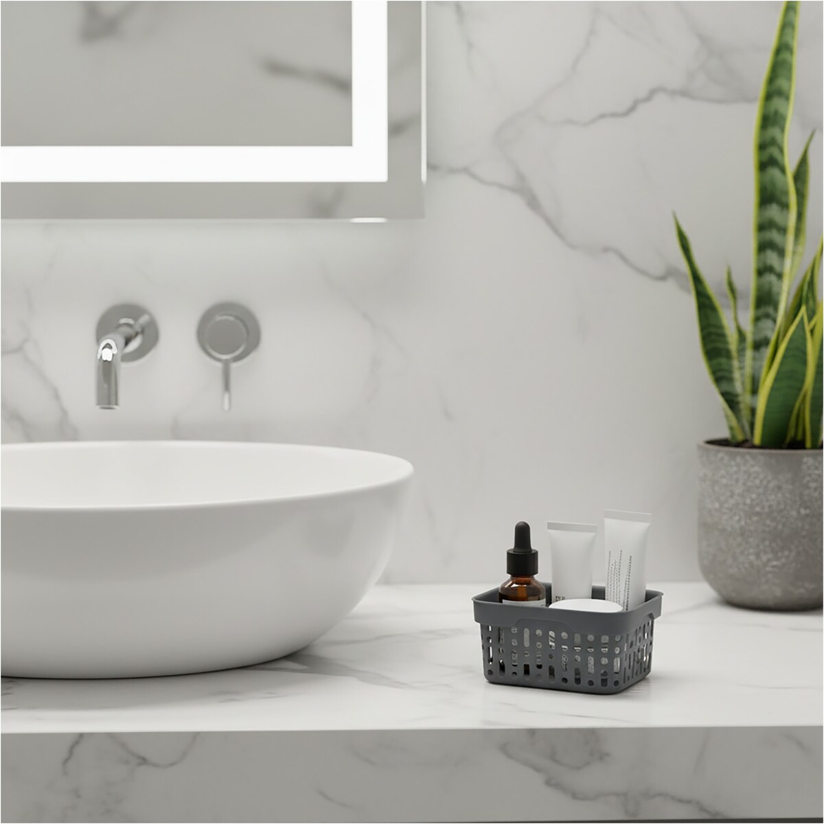 Koszyk Ażurowy Koszyczek XS Plastikowy Na Kosmetyki Do Łazienki Pudełko Pojemnik Do Szuflady Szary