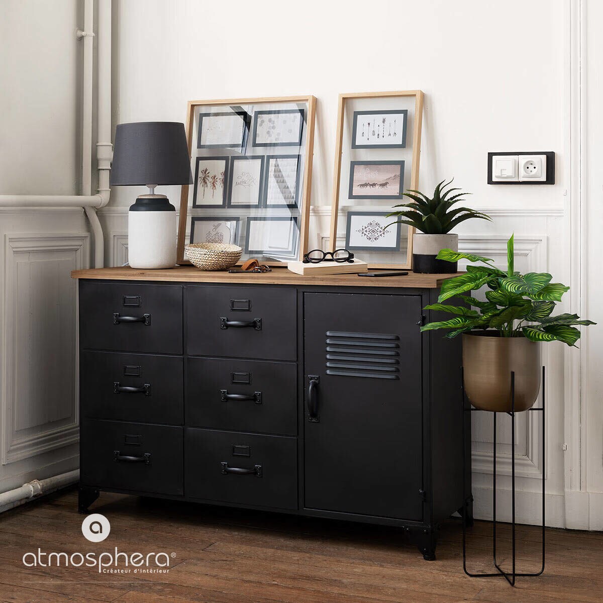 Drewniana ramka na trzy zdjęcia, mini galeria, 24 x 51 cm