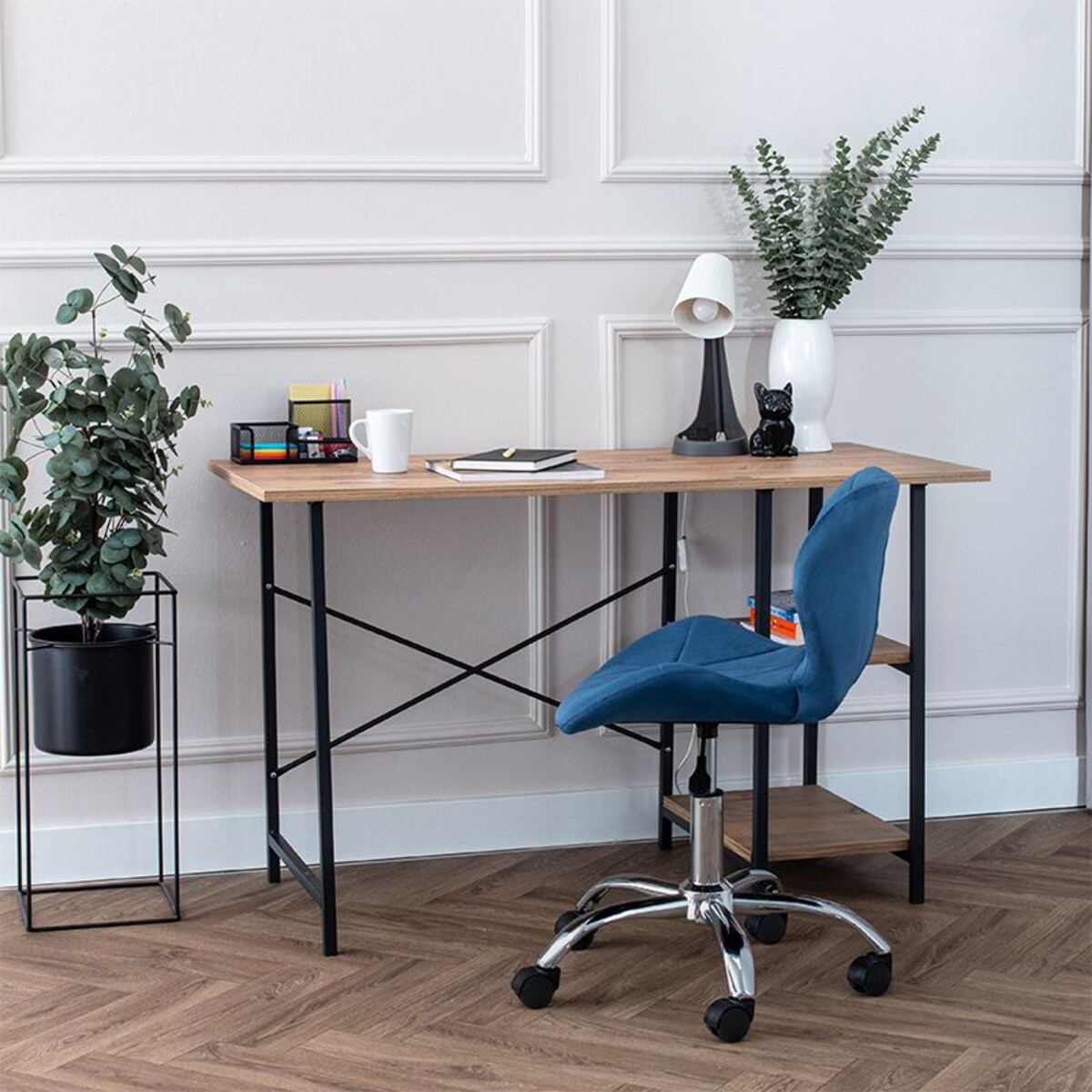 Krzesło biurowe obrotowe regulowane welurowe pikowane