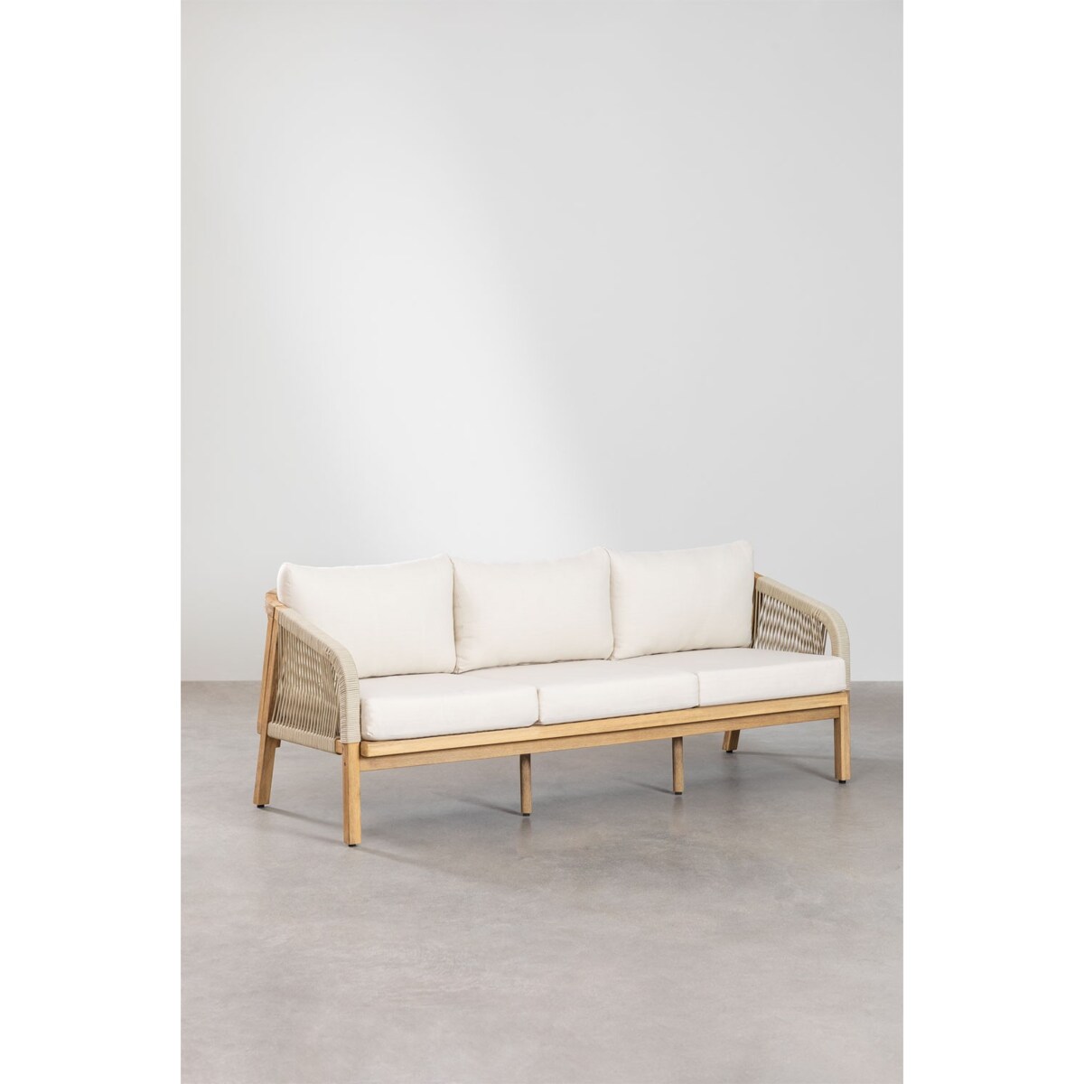 Zestaw ogrodowy: 3-osobowa sofa, 2 fotele i stolik kawowy, jasna akacja, Dubai