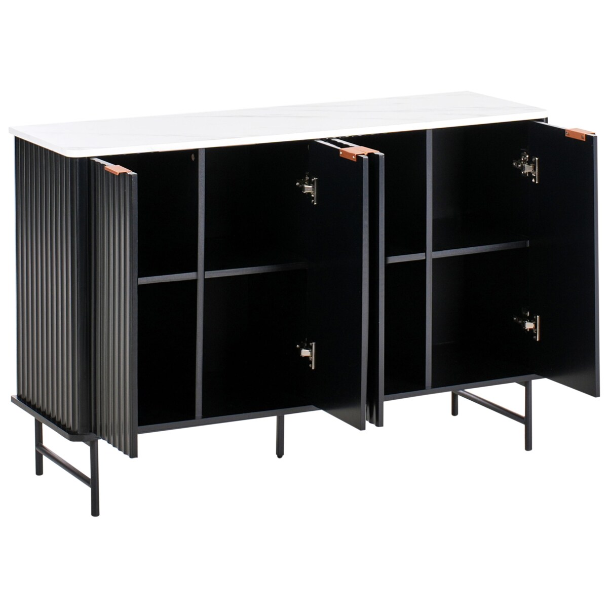 Komoda czterodrzwiowa GLASTONBURY 80 cm Efekt marmuru Biały marmur