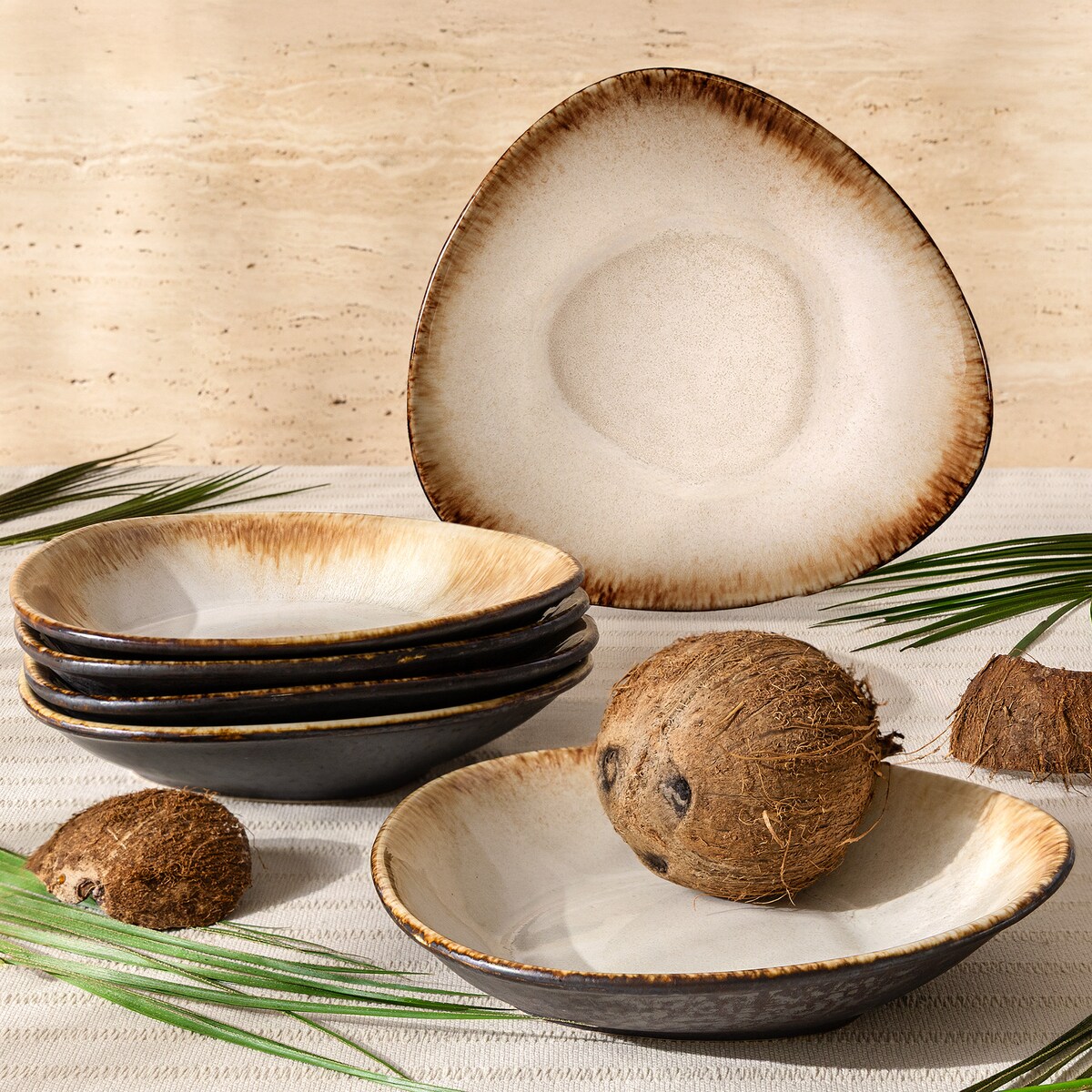 Konsimo PRIMA Talerz głęboki 6 szt., jasnobeżowy