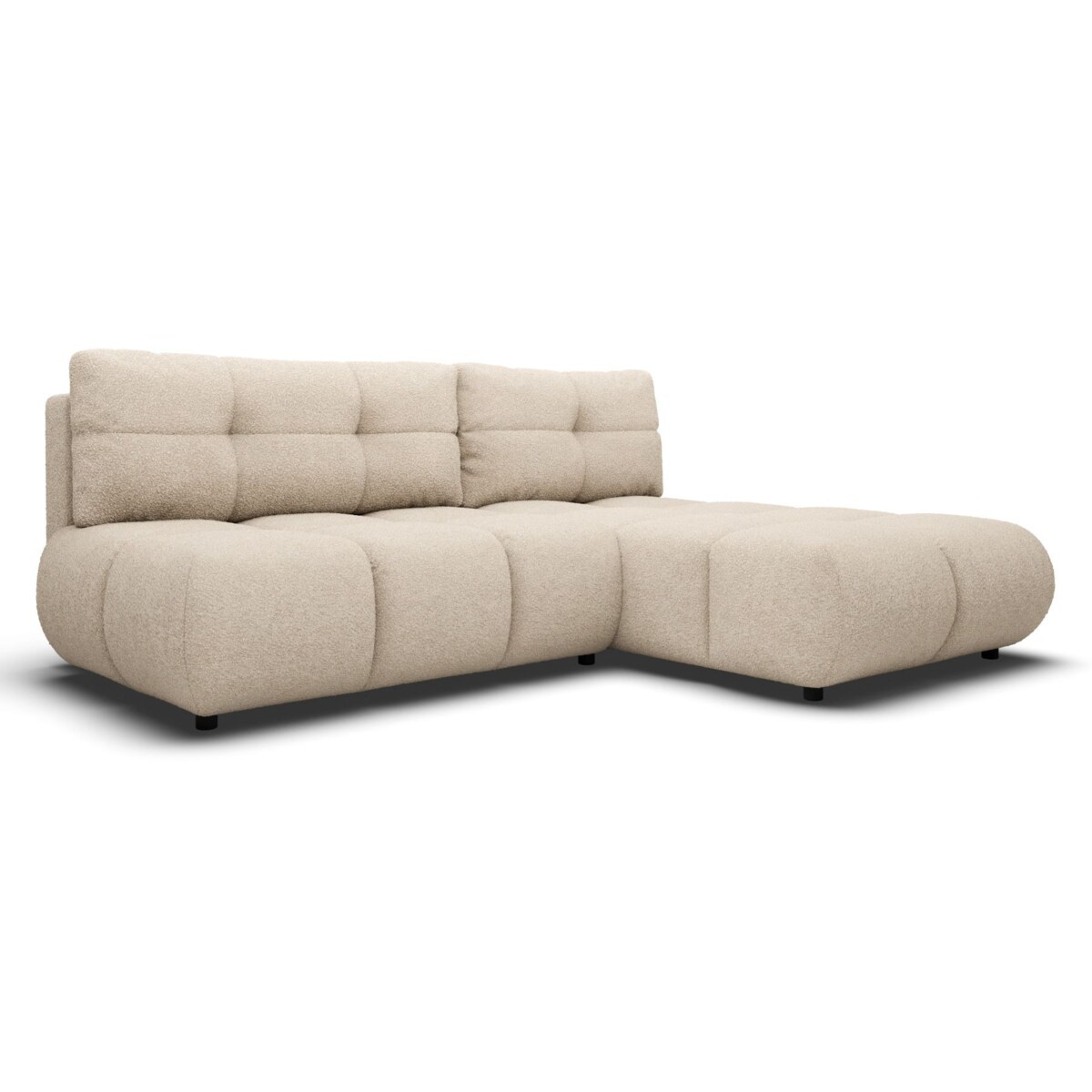 Pikowany Narożnik MILA rozkładany bez boczków prawy beżowy