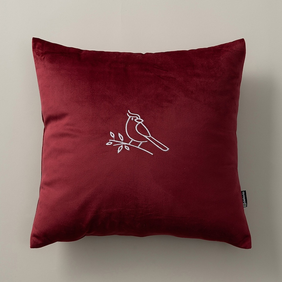Poszewka na poduszkę Bird on Branch 43x43 cm boże narodzenie, święta, świąteczne, bordowy , 43 x 43cm