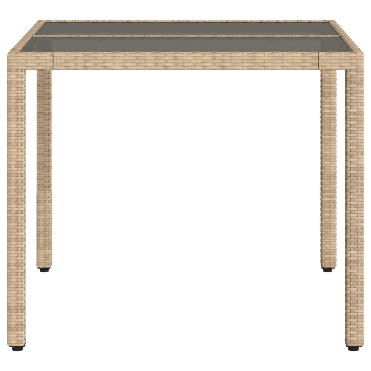 vidaXL Stół ogrodowy ze szklanym blatem, beż, 90x90x75 cm, polirattan