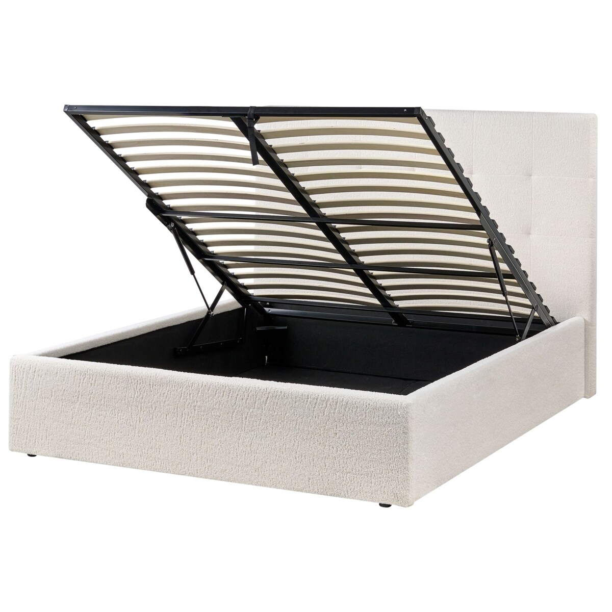 Łóżko z pojemnikiem Boucle LORIENT 140 x 200 cm Złamana biel