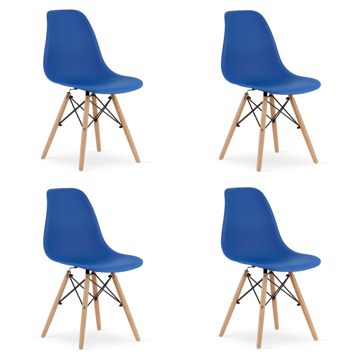 Krzesło Do Jadalni Kuchni Salonu Osaka Niebieskie / Nogi Naturalne X 4