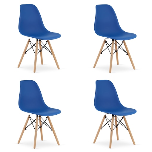 Krzesło Do Jadalni Kuchni Salonu Osaka Niebieskie / Nogi Naturalne X 4