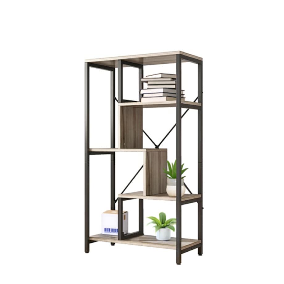 Regał stojący industrialny otwarty na książki 8 półek metalowa rama 132 cm