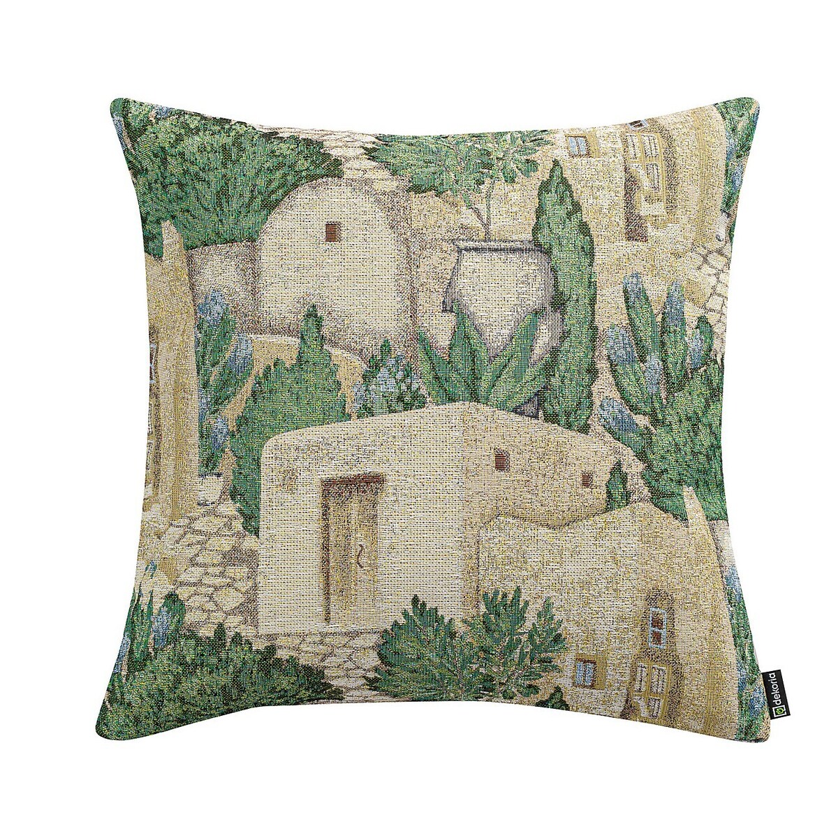 Poszewka Kinga na poduszkę 50x50 piaskowo-zielony motyw śródziemnomorski