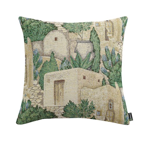 Poszewka Kinga na poduszkę 50x50 piaskowo-zielony motyw śródziemnomorski