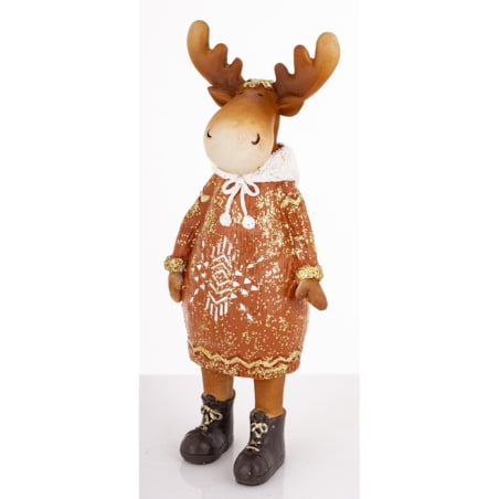 Figurka - łosza 20x8x6,5 cm ALCE w sukience w białe wzorki i białym kapturze