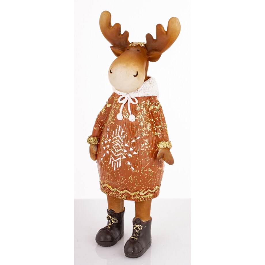 Figurka - łosza 20x8x6,5 cm ALCE w sukience w białe wzorki i białym kapturze