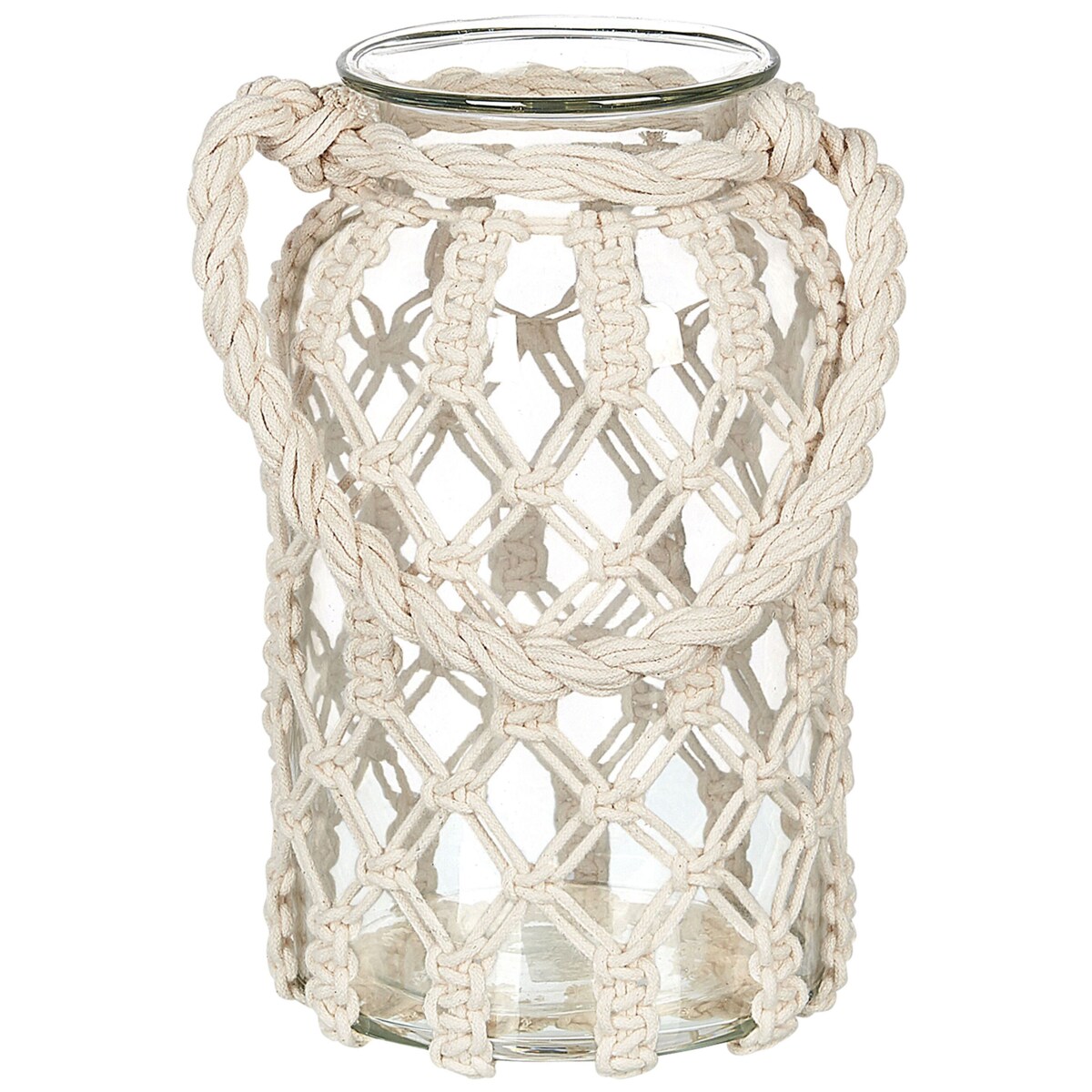 Lampion szklany makrama 28 cm biały JALEBI