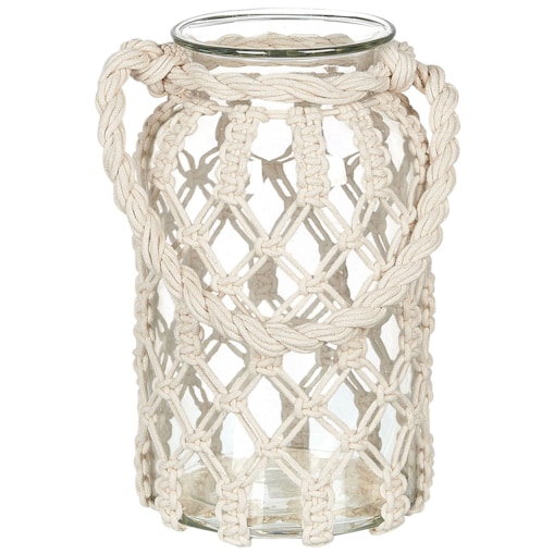 Lampion szklany makrama 28 cm biały JALEBI