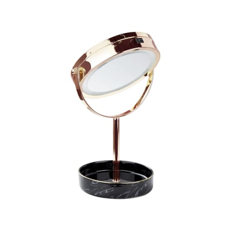 Lusterko kosmetyczne LED ø 26 cm różowe złoto z czarnym SAVOIE