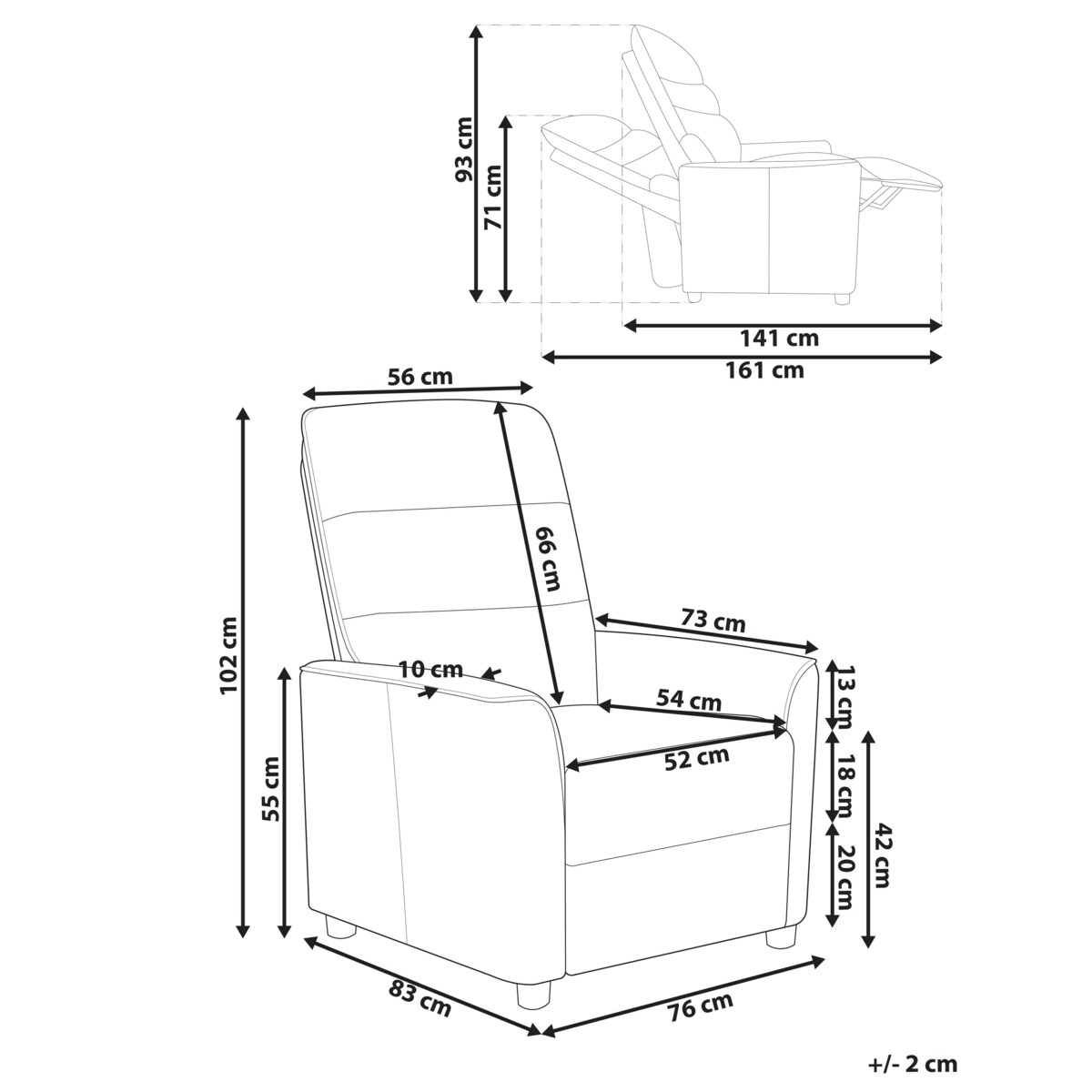 Rozkładany fotel SANDE Złamana biel