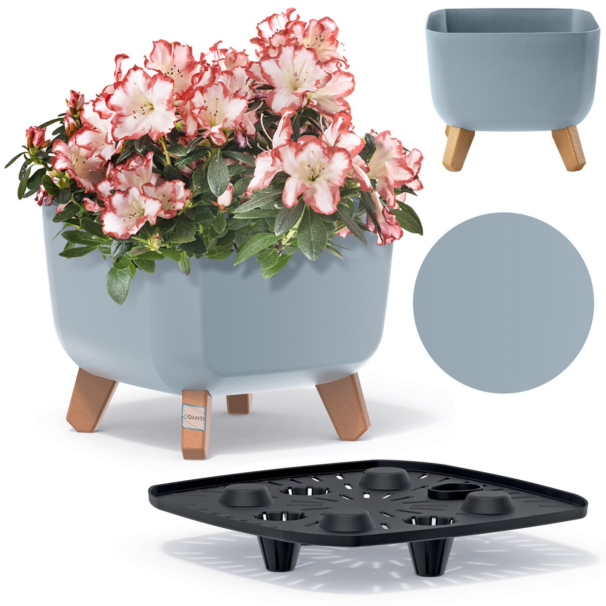 Doniczka Donica Ogrodowa 24 Cm Na Nóżkach Dekoracyjna Szara