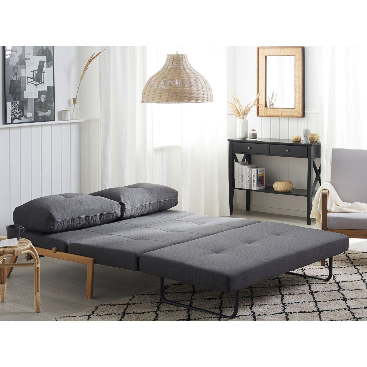Sofa rozkładana dla 2 osób EDLAND Ciemnoszary