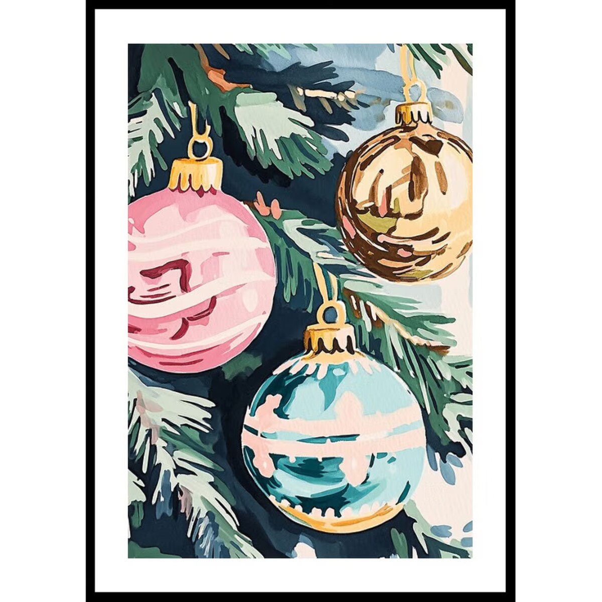 Poster Story, Plakat, Obraz - Pastelowe Bombki na Choince, wymiary 70 x 100 cm