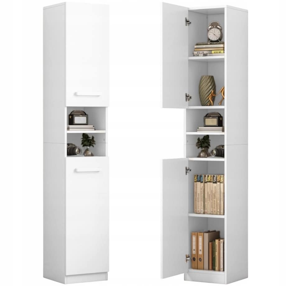 Regał Szafka Biała Nowoczesna Stojąca Słupek Wysoki Loft 2 Drzwi 180 Cm