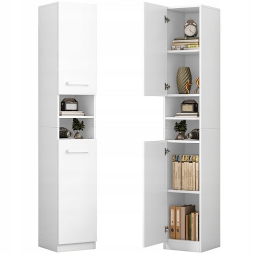 Regał Szafka Biała Nowoczesna Stojąca Słupek Wysoki Loft 2 Drzwi 180 Cm