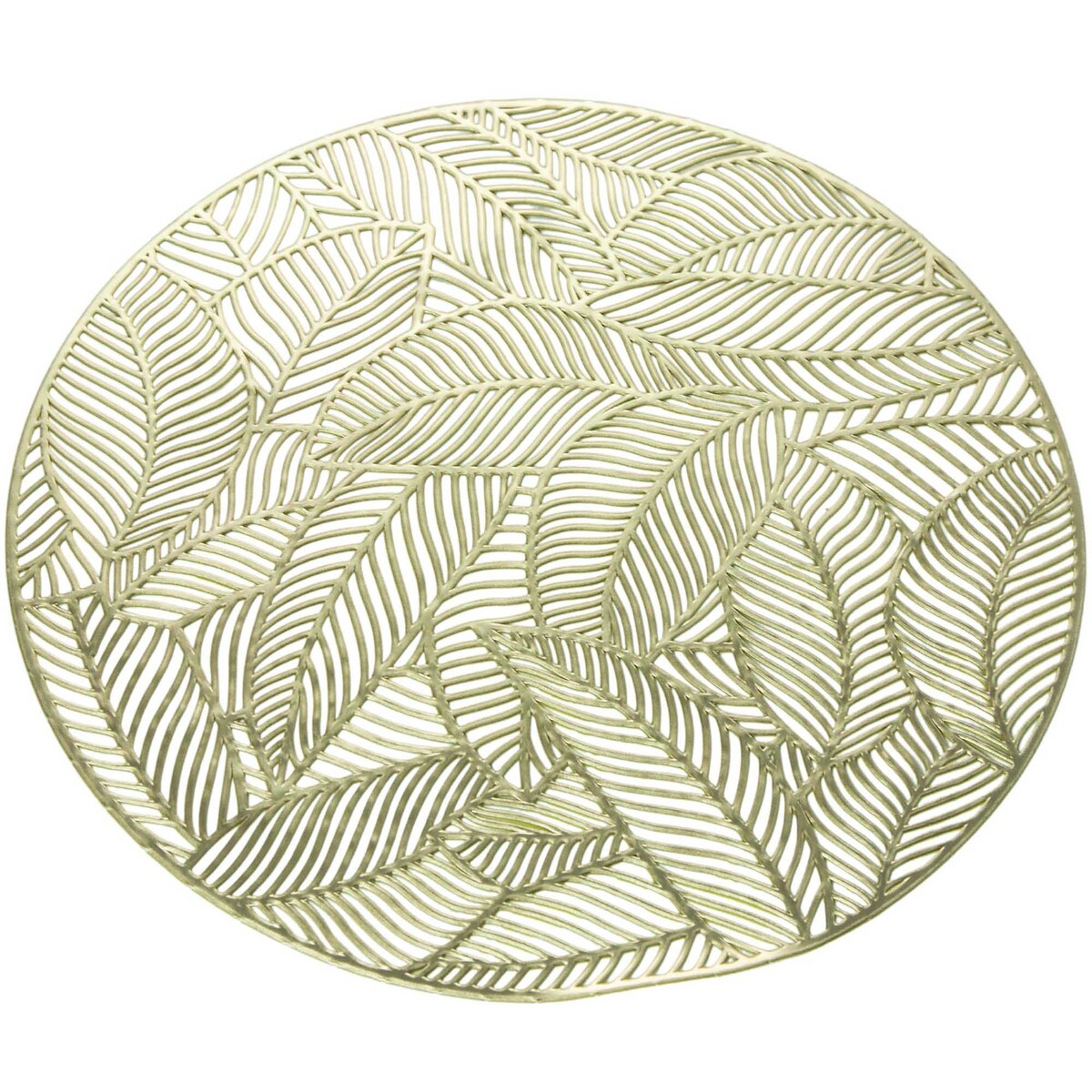 Podkładka Ażurowa Na Stół Okrągła W Listki Ozdobna 37 Cm Złota