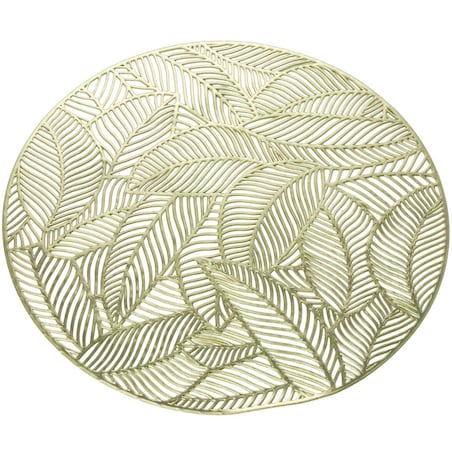 Podkładka Ażurowa Na Stół Okrągła W Listki Ozdobna 37 Cm Złota