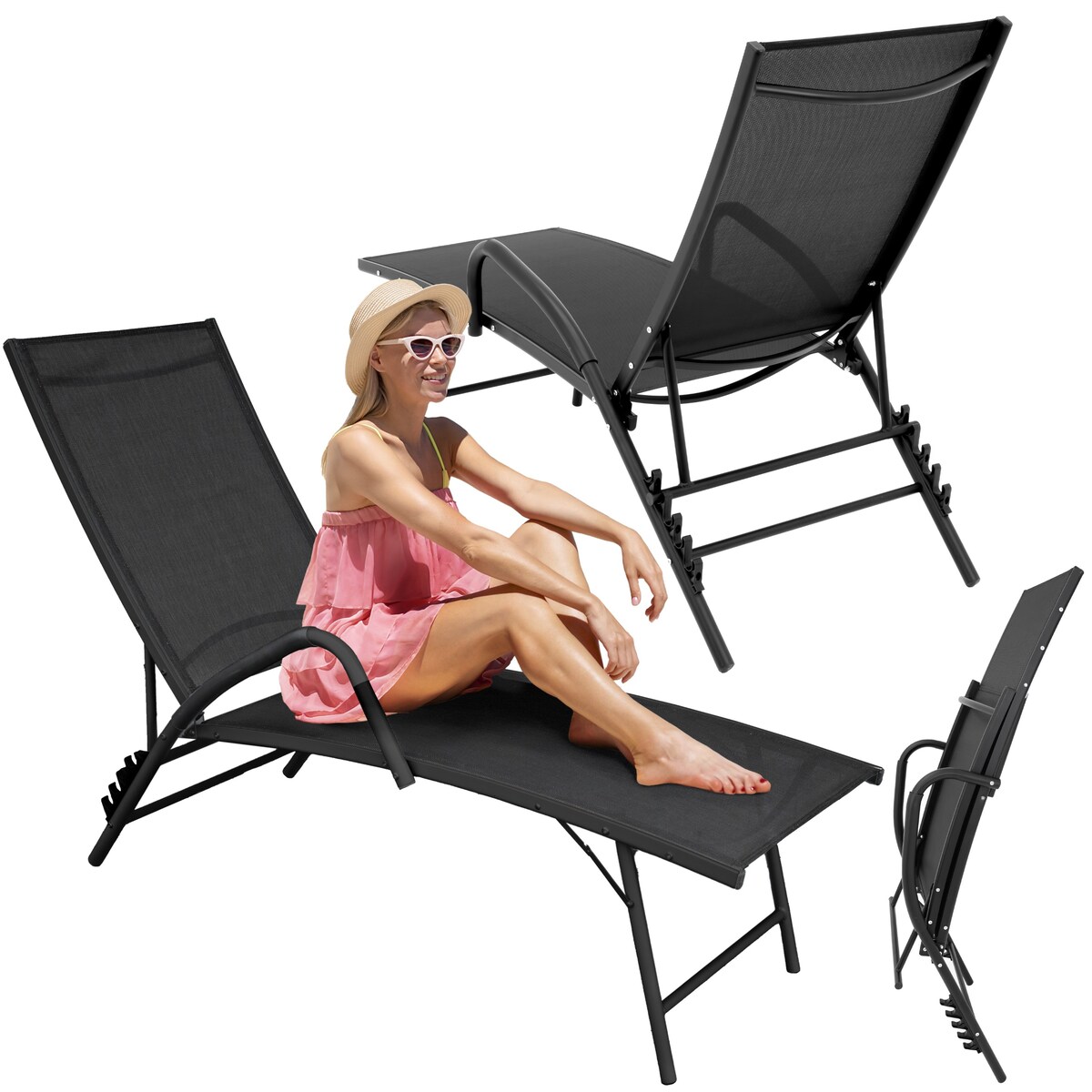 Leżanka ogrodowa aluminiowa z regulowanym oparciem