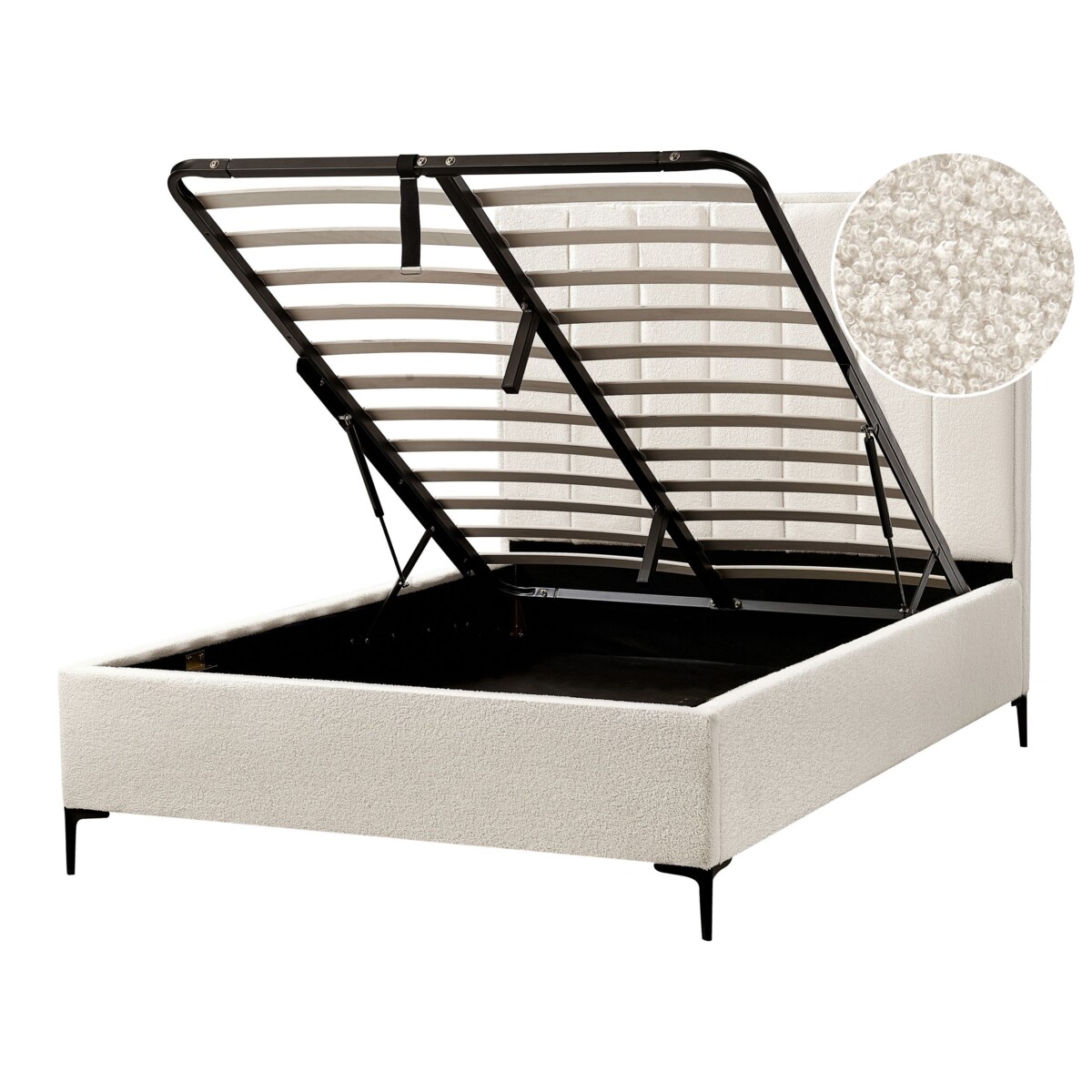 Łóżko ze stelażem SEZANNE Boucle Złamana biel