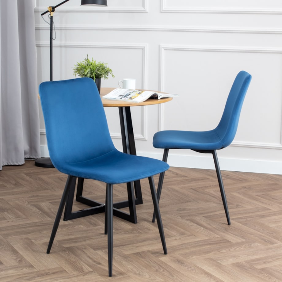 Krzesło tapicerowane klasyczne welurowe granatowe gładkie do salonu jadalni