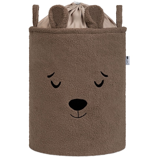 kosz na zabawki sipo, wersja premium boucle, zamykany na ściągacz, brązowy miś, xl