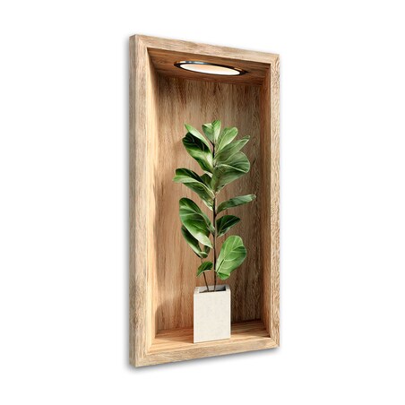 Obraz na ścianę do salonu kuchni, Liście rośliny w drewnianej wnęce 40x80