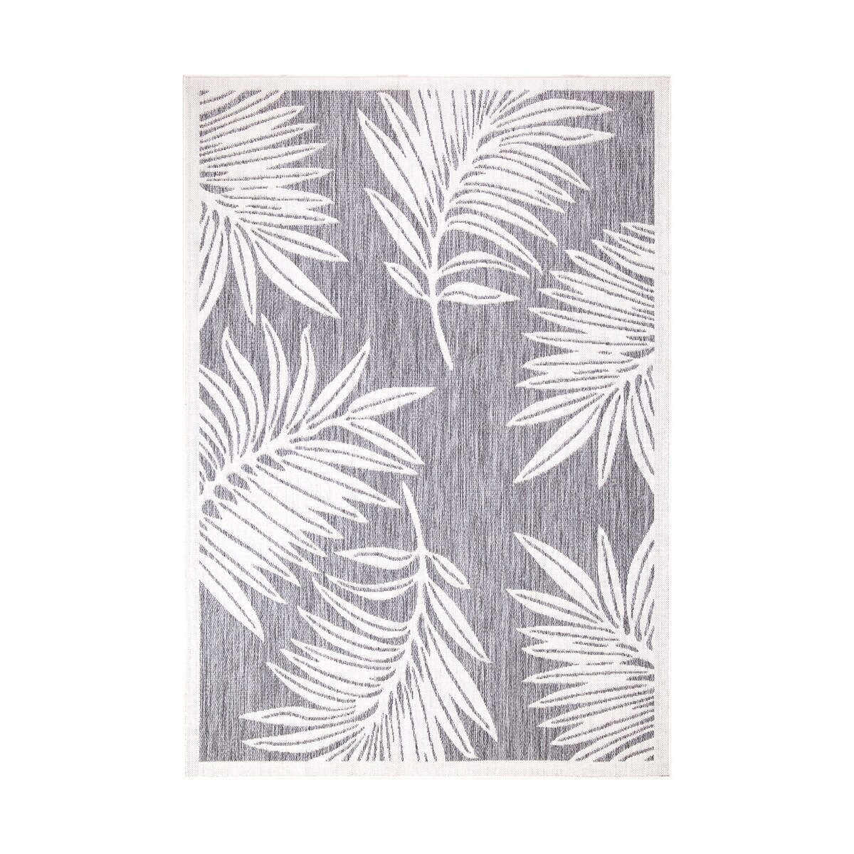 Dywan na zewnątrz i do wnętrz roślinny Sunny 4680 Szary Krem 80x150