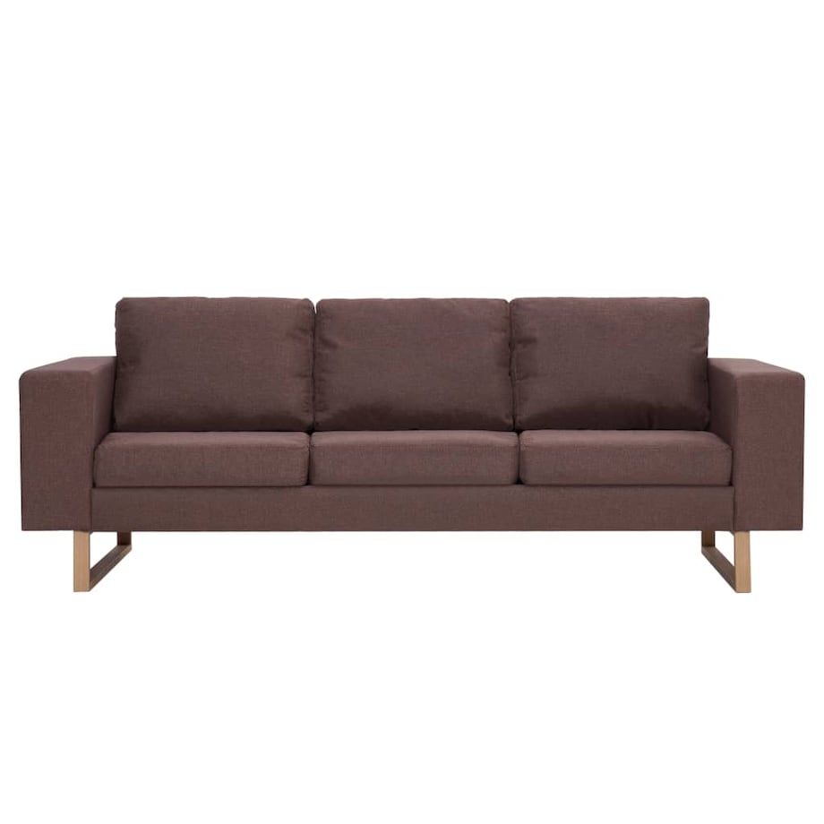 vidaXL 3-osobowa sofa tapicerowana tkaniną, brązowa