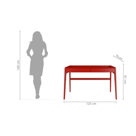 Drewniane bukowe biurko / toaletka z szufladami Visby LISA / kolor bordowy