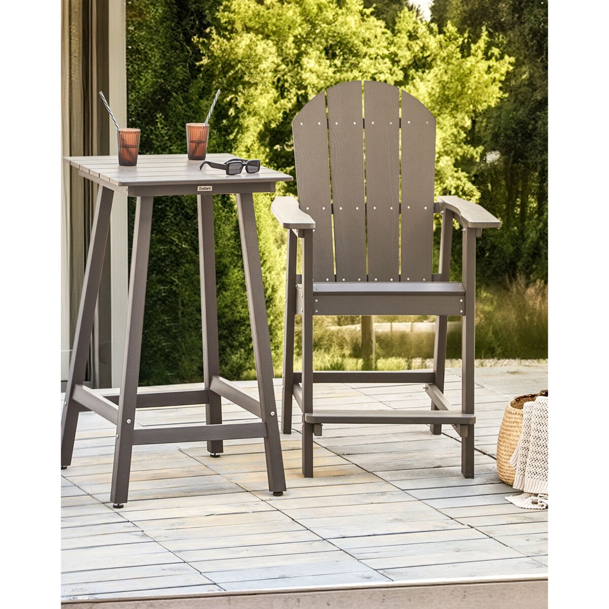 Krzesło barowe Materiał syntetyczny Ciemnoszary ADIRONDACK