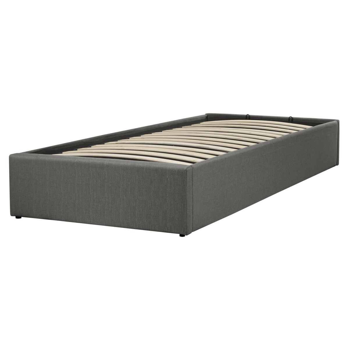 Łóżko z pojemnikiem tapicerowane 90 x 200 cm szare DINAN