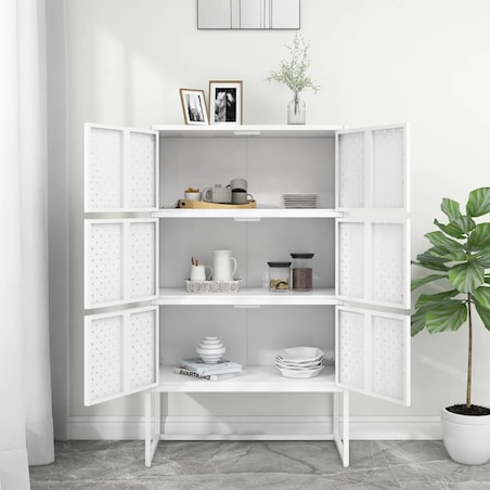 vidaXL Szafka, biała, 80x35x135 cm, stal