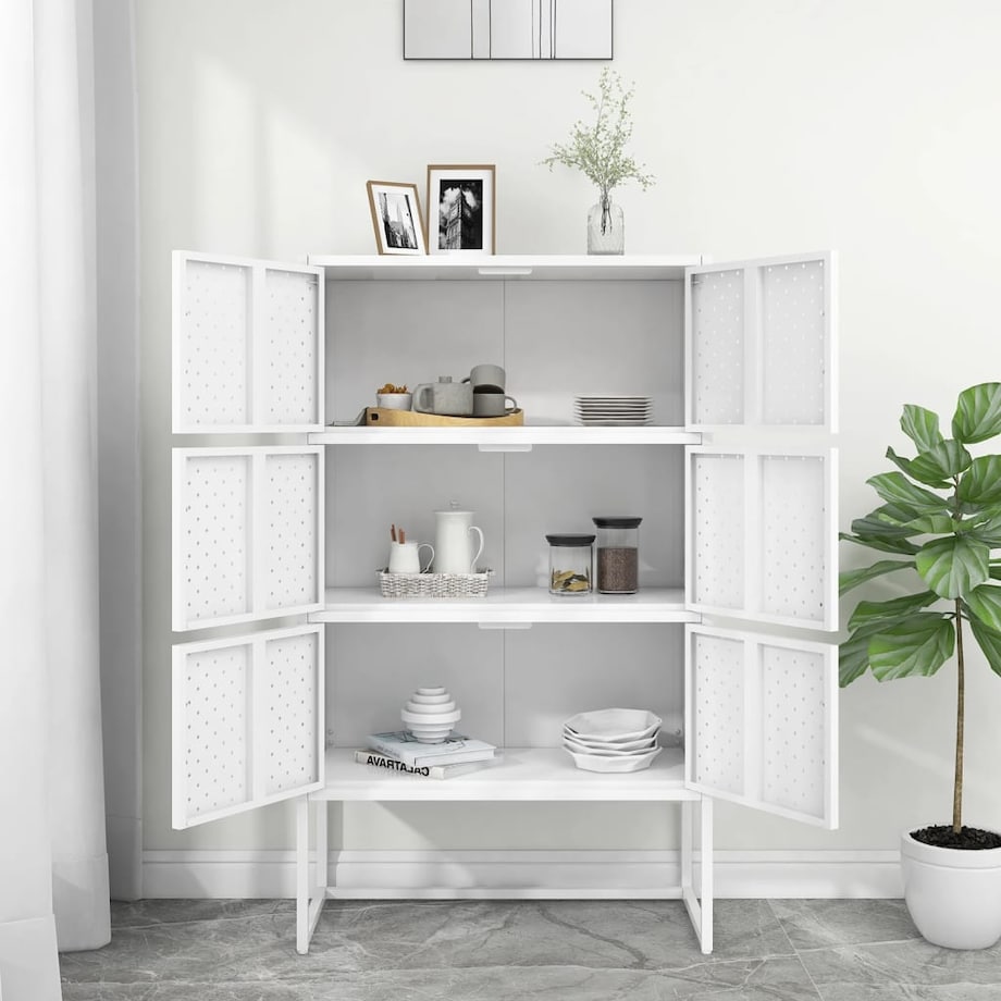 vidaXL Szafka, biała, 80x35x135 cm, stal