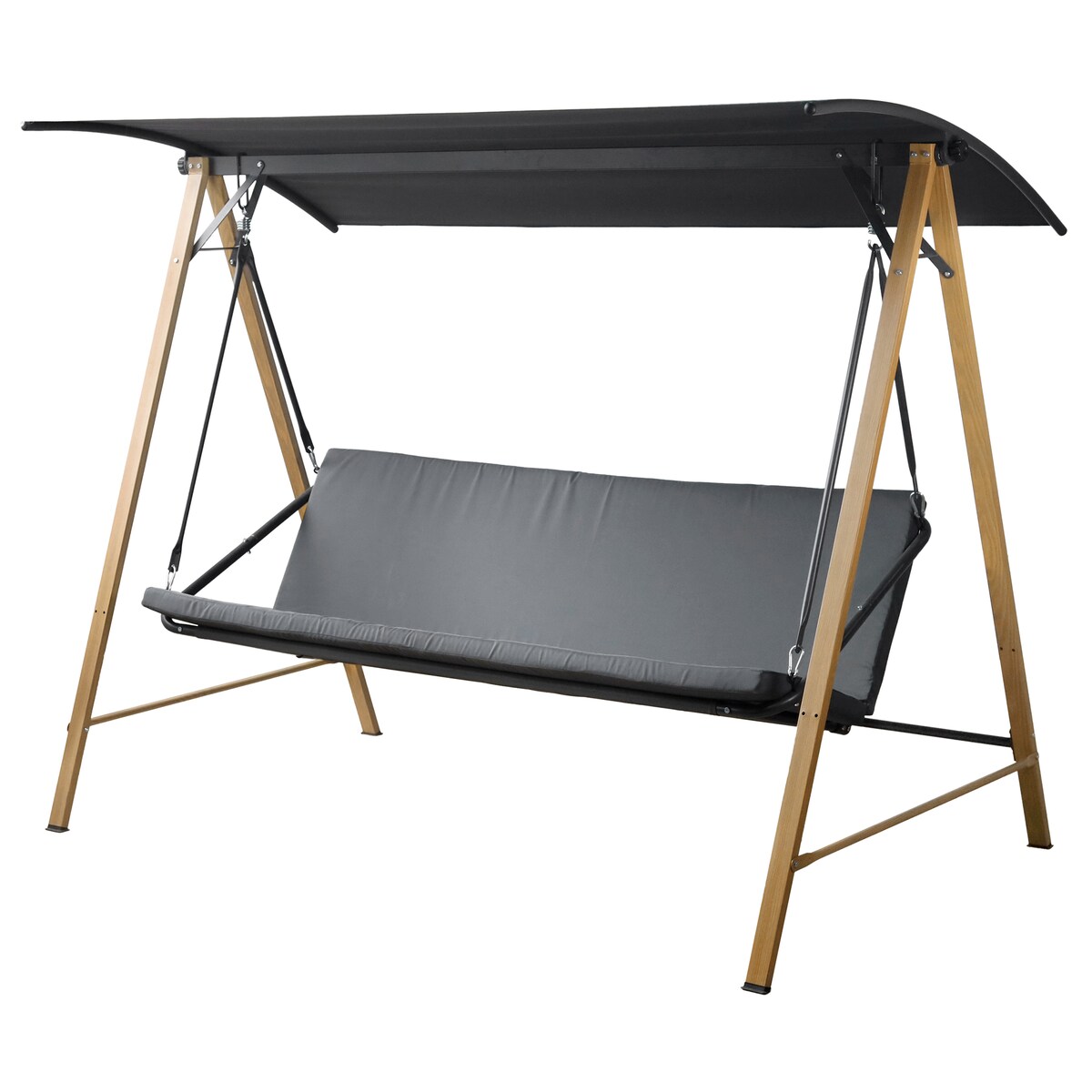 Huśtawka 3-osobowa z daszkiem i poduszkami bujana 223 cm duża do ogrodu